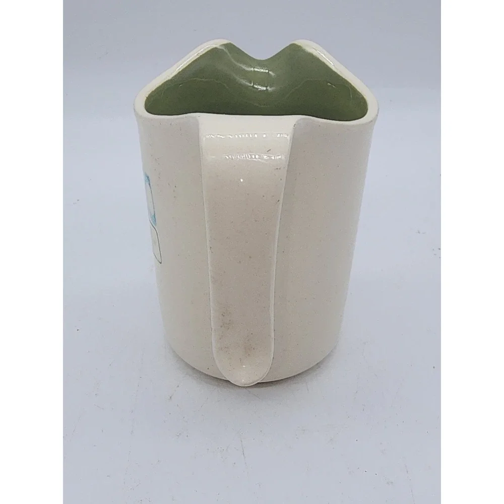 Vintage Mid Century Modern Atomic Starburst Ceramic Pitcher Cream Green MCM